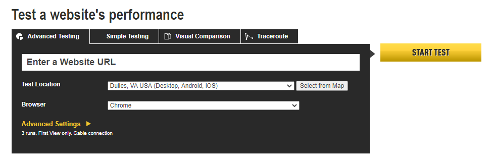 WebPageTest Performance Testing Tools &  and Speed Testing Tools For Website